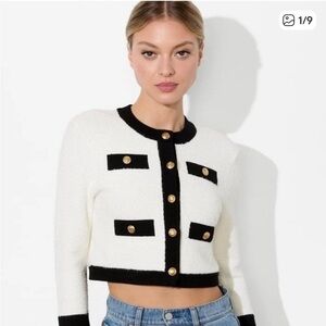 NWT Alice + Olivia Claira Textured Knit Lady Jacket Cardigan size Small
